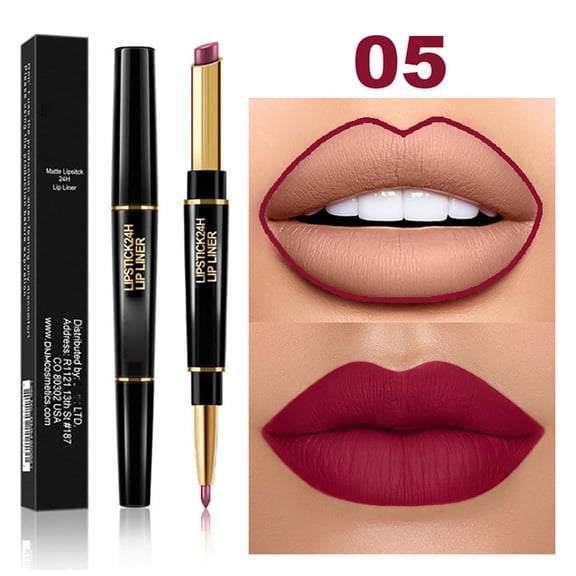 Komiseup Lip Liner And Lipstick Combo, 2-In-1 Lip Liner & Lipstick Set Kit For Women, Waterproof Lipstick And Lip Liners Combo Lipliners Pencil