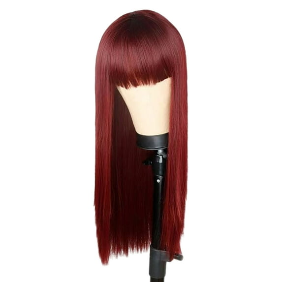 Komiseup Long Straight Wig With Bangs Hair Wig For Women Synthetic Natural Wig ,Various Colors Available,Daily Wear Party And Cosplay Soft Wig