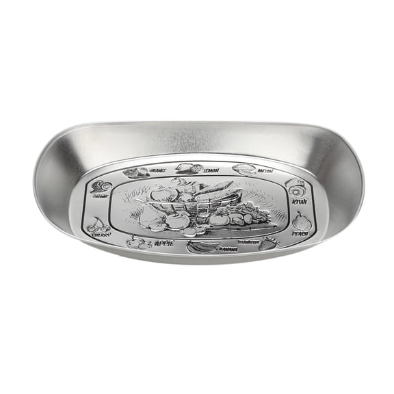 Komiseup Outdoor Vintage Dining Tinplate Fruit Tray Camping Tableware Snack Cake Barbecue Tableware Embossed Tinplate