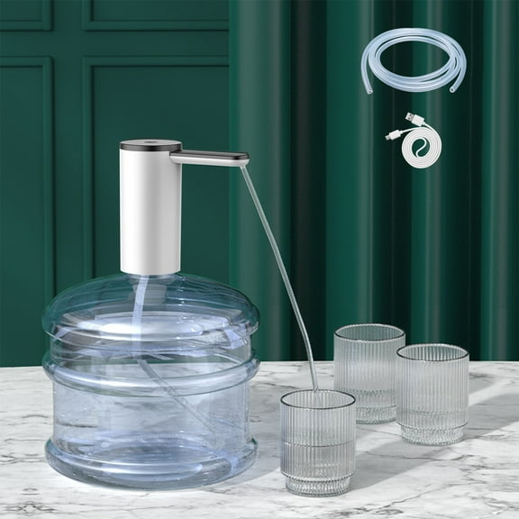 Komiseup Portable Water Bottle Pump Desktop Water Bottle Dispenser For 5 Gallon Universal Bottles USB Charging Water Dispenser With Water Pipe For Home Outdoor