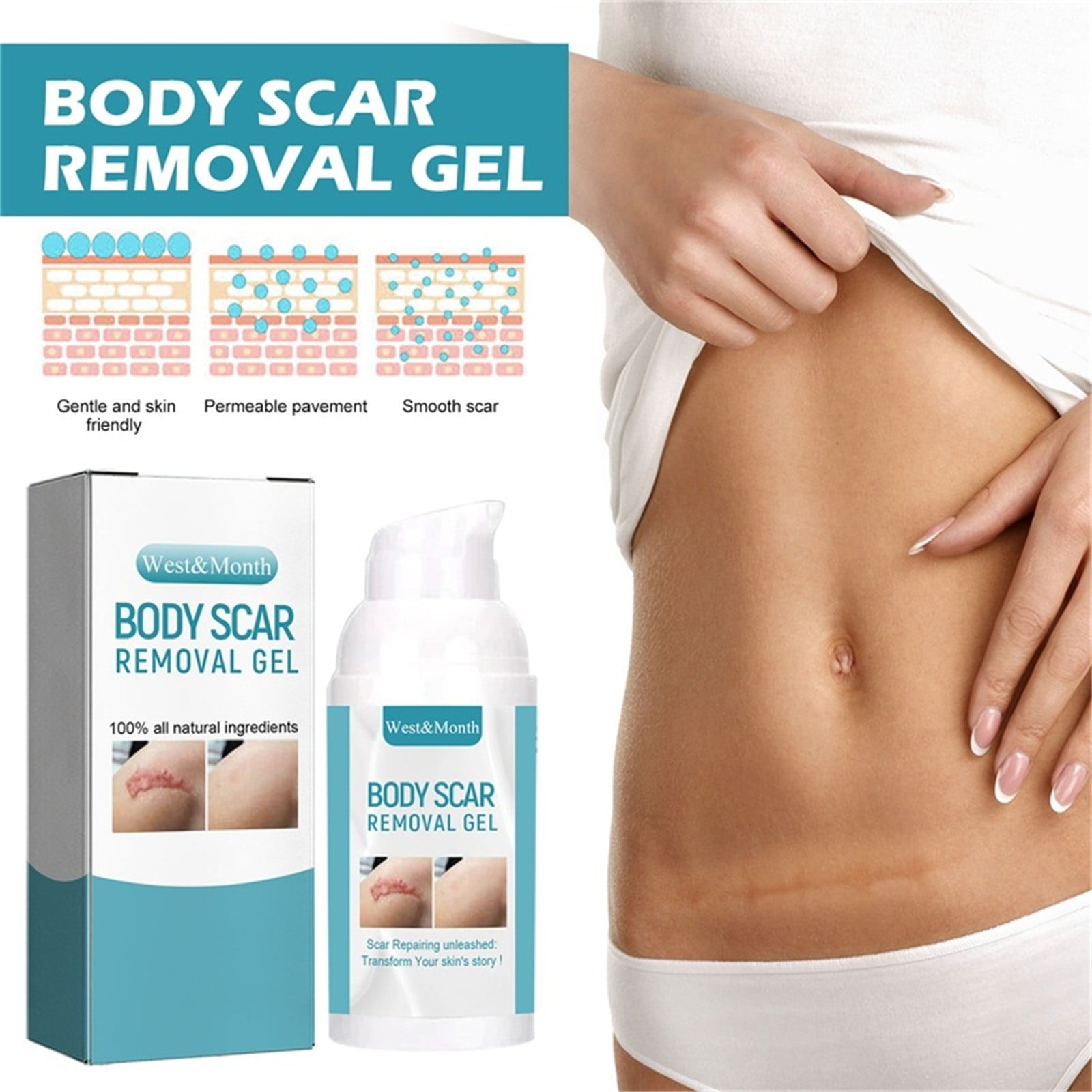 Komiseup Scar Cream, for C-Section, Tummy Tuck, Keloid, and Surgical Scars, Stretch Marks, Keloids,Scar Treatments for Old & New Scars,Scar Removal for Women Men