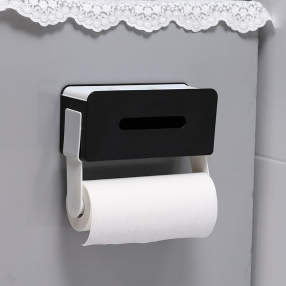 Komiseup Toilet Paper Holder With Shelf, Toilet Paper Holder With Storage, Wipe Holder For Bathroom Flushable Wipes Dispenser, Adhesive Small Bathroom Shelf Wall Mount