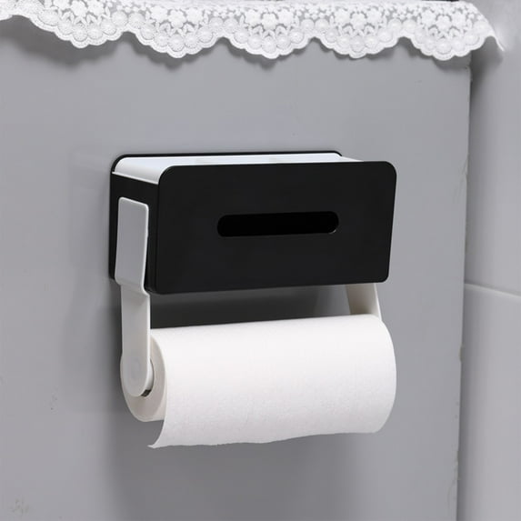 Komiseup Toilet Paper Holder With Shelf, Toilet Paper Holder With Storage, Wipe Holder For Bathroom Flushable Wipes Dispenser, Adhesive Small Bathroom Shelf Wall Mount