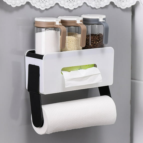 Komiseup Toilet Paper Holder With Shelf, Toilet Paper Holder With Storage, Wipe Holder For Bathroom Flushable Wipes Dispenser, Adhesive Small Bathroom Shelf Wall Mount