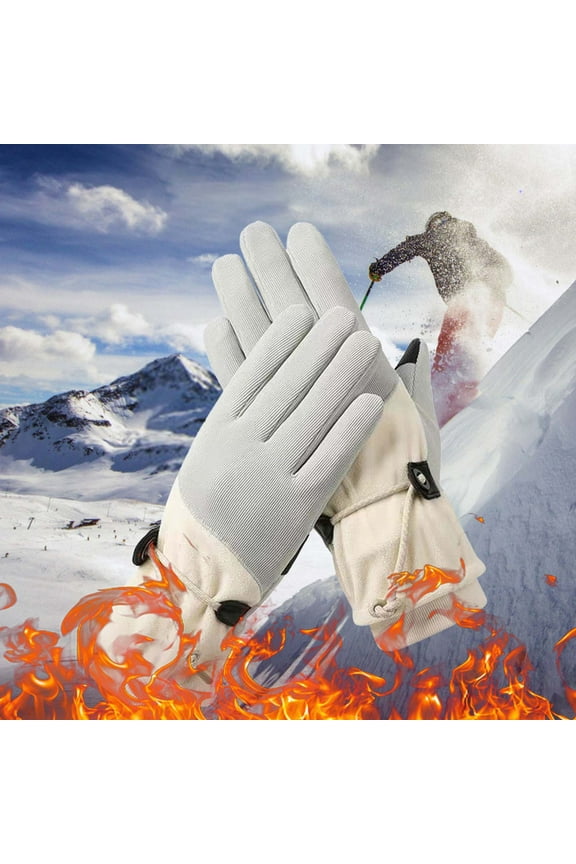 Winter Warm Windproof Gloves Thickening Plush Full-finger Touching Screen Outdoor Cycling Zipper Gloves Size Fits All Unisex