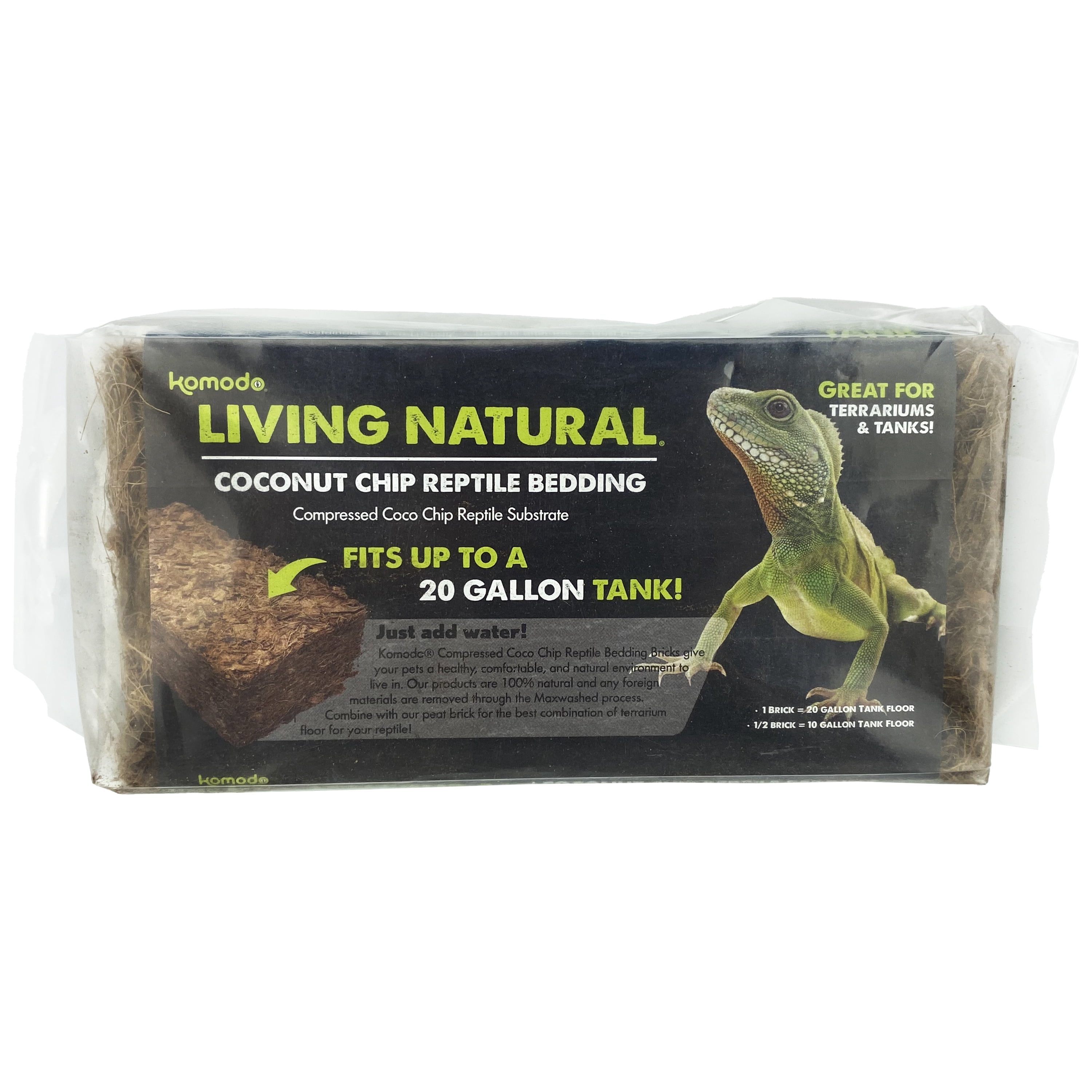 Komodo Compressed Coco Chip Brick, Reptile Bedding for Terrarium
