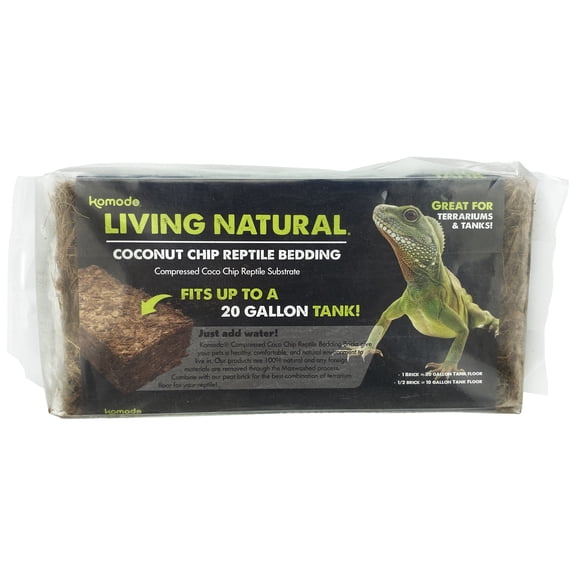 Komodo Compressed Coco Chip Brick, Reptile Bedding for Terrarium