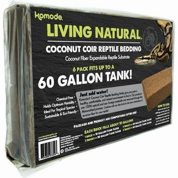 Komodo Reptile 93354 Coconut Coir Peat Bedding, Brown - Pack of 6