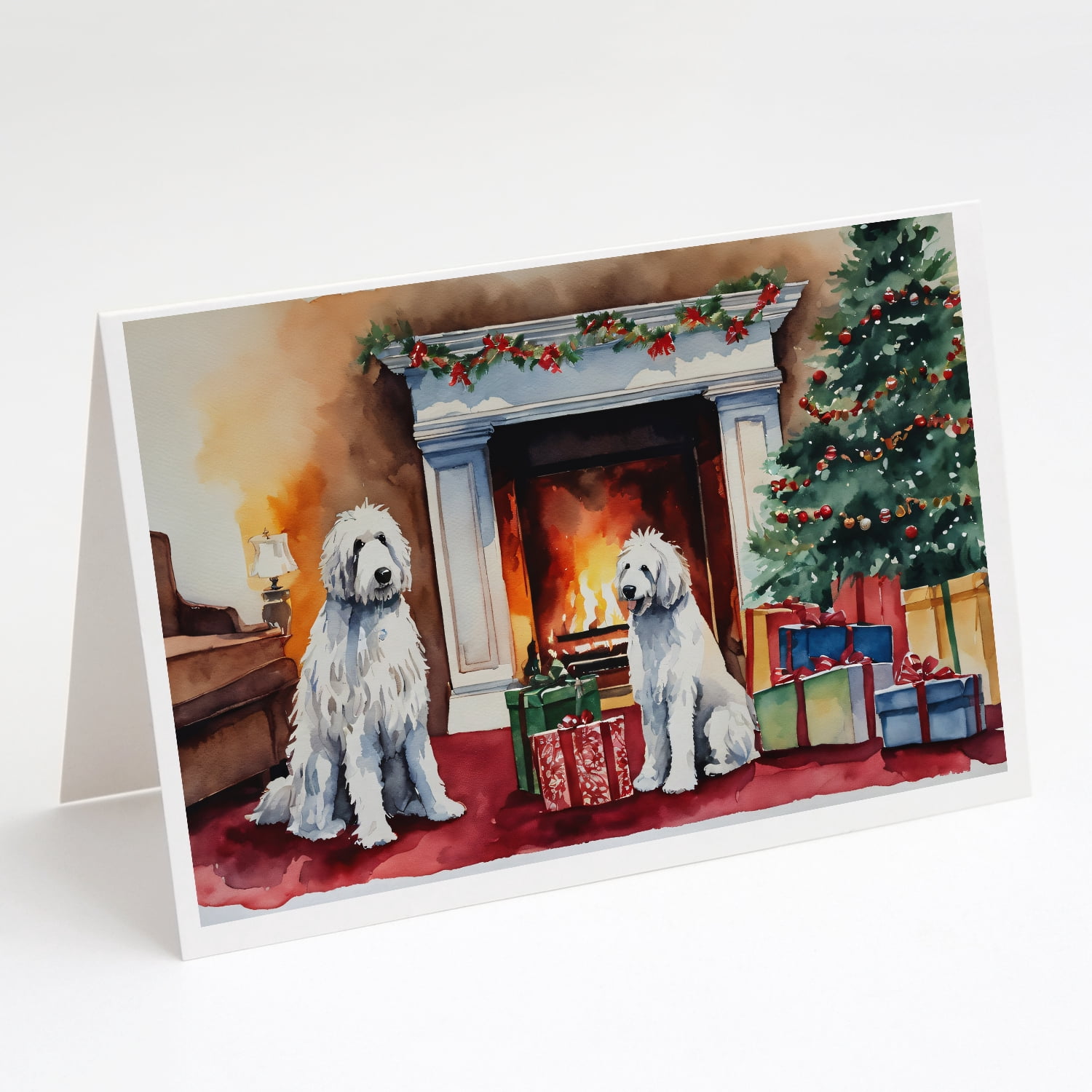 Komondor Cozy Christmas Greeting Cards Pack of 8 7 in x 5 in