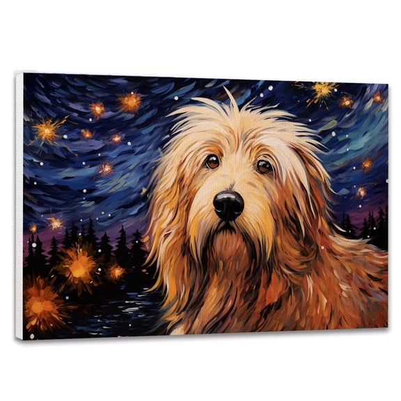 Komondor Dog Canvas Van Gogh Starry Night Wall Art Gifts Canvas Wall Art Frame Music Artist Customized Canvas Framed Photo Art Work For The Bedroom(Gifts For Dog Lover )