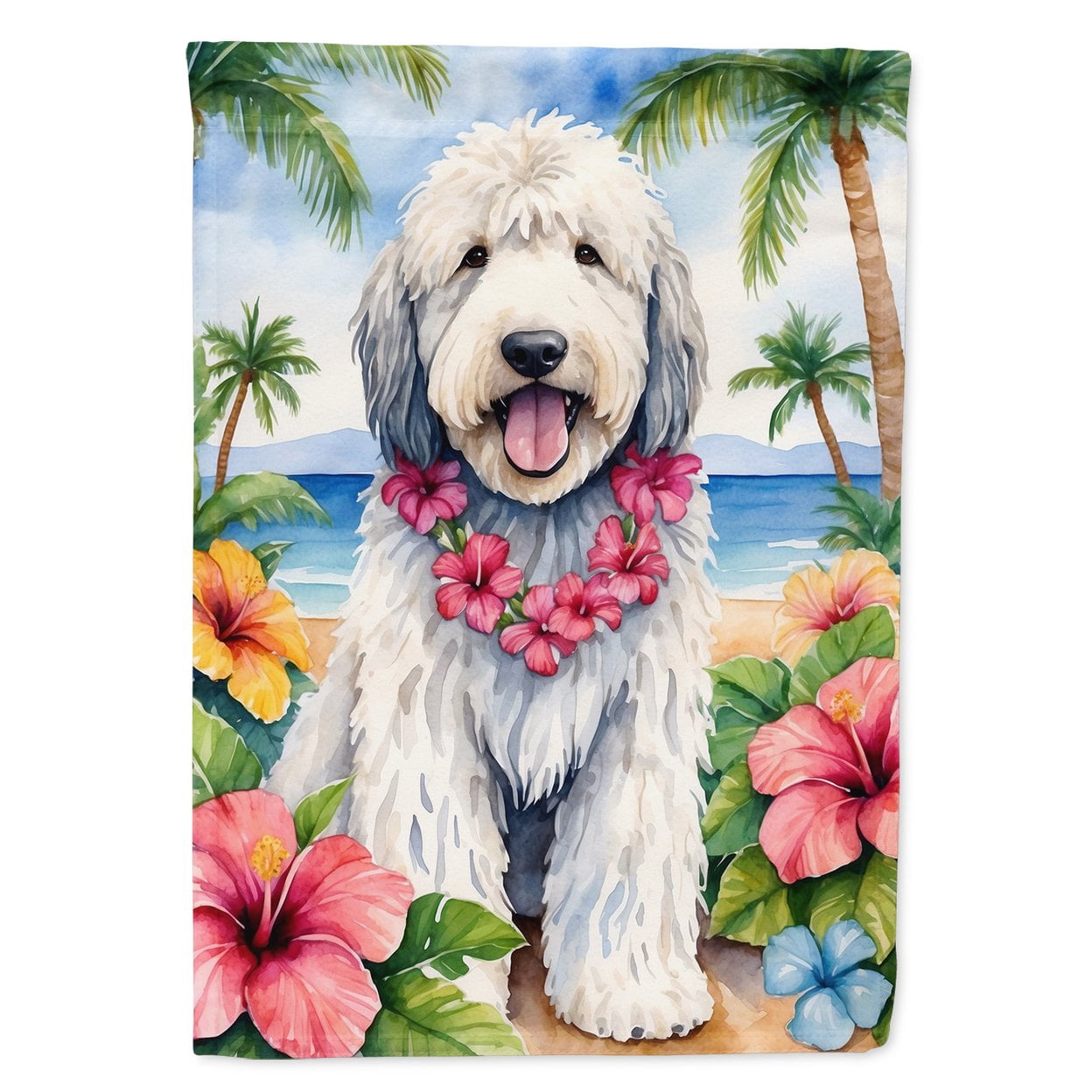 Komondor Luau Garden Flag 11.25 in x 15.5 in