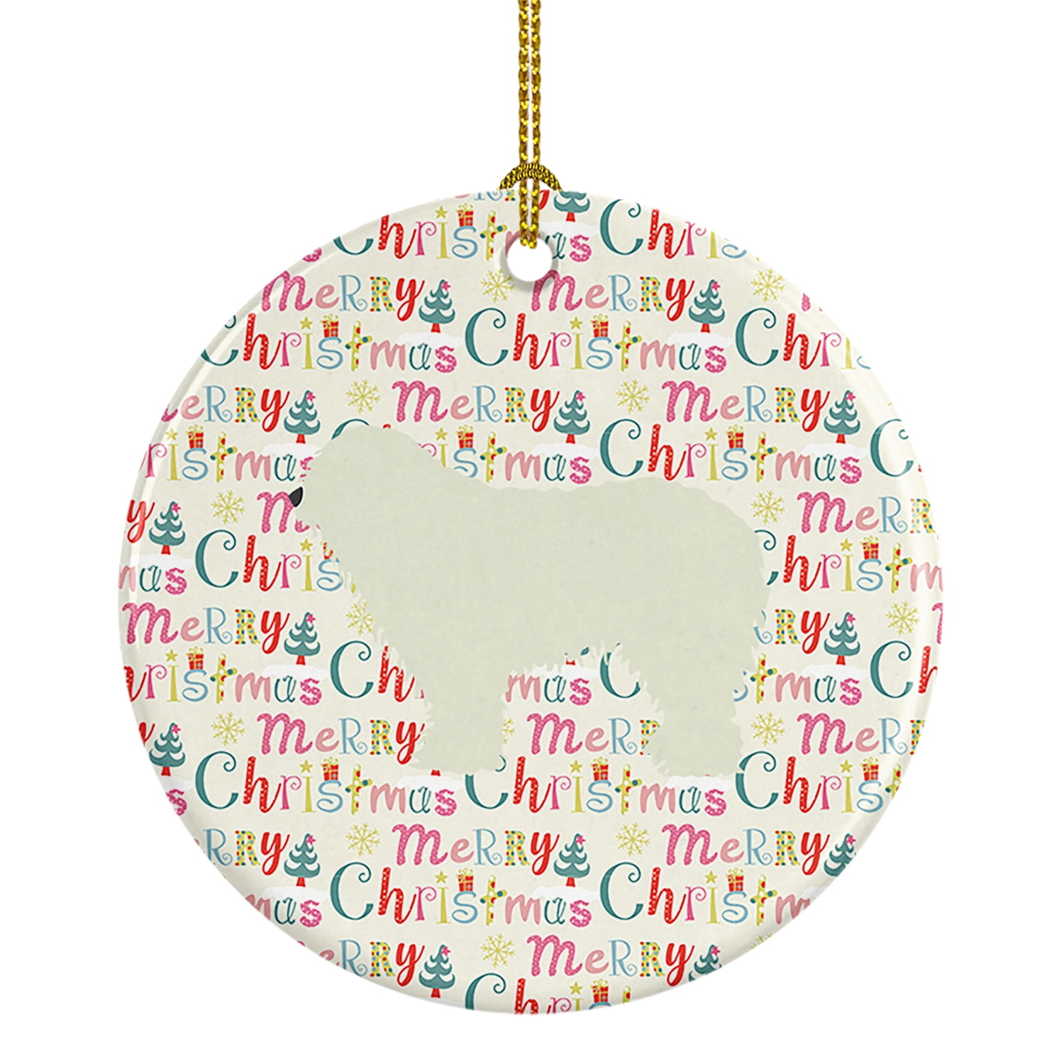 Komondor Merry Christmas Ceramic Ornament 2.8 in x 2.8 in