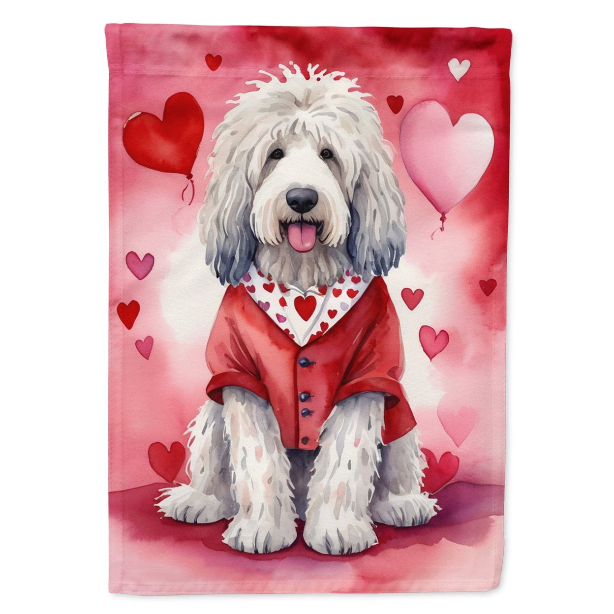 Komondor My Valentine House Flag