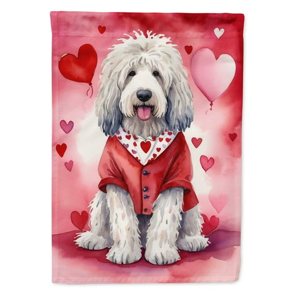 Komondor My Valentine House Flag