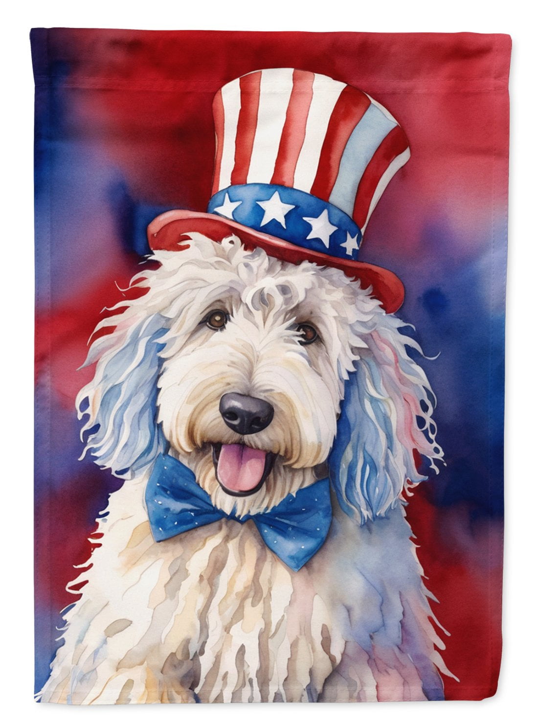 Komondor Patriotic American House Flag 28 in x 40 in