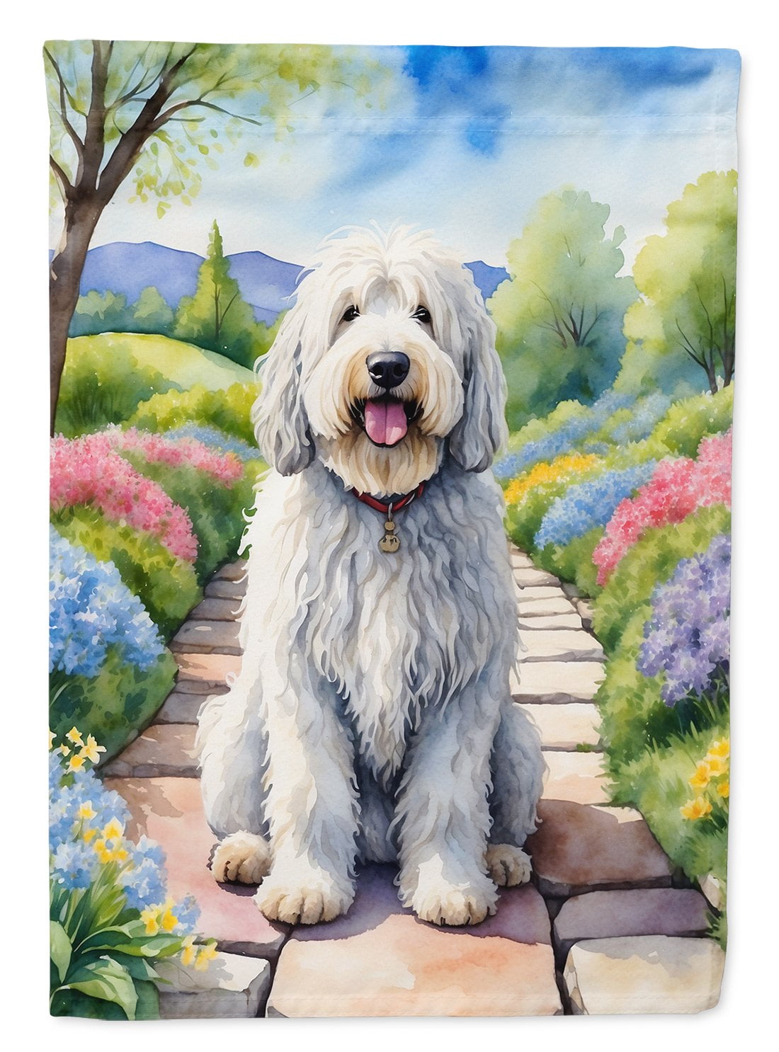 Komondor Spring Path Garden Flag 11.25 in x 15.5 in