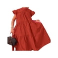 thumbnail image 1 of Komoo Babydoll Summer Dresses for Women Casual Ruffle Sleeve Crew Neck Tiered Flowy Swing Midi Dress Sundress, 1 of 5
