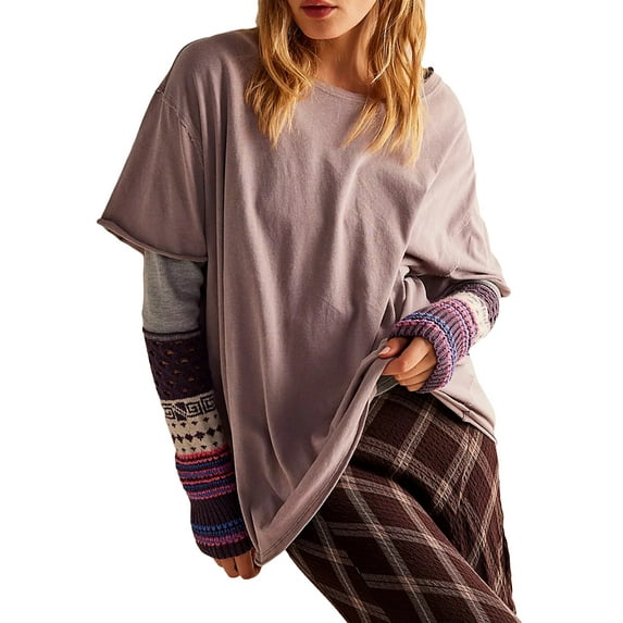 Komoo Oversized Tshirts for Women Short Sleeve Crewneck Basic Boyfriend Tees Summer Casual Tshirt