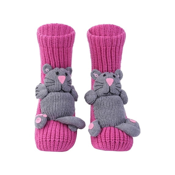Komoo Women Funny Socks Knit 3D Animals Fuzzy Knitting Floor Socks Novelty Winter Warm Thick Knit Socks