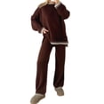 thumbnail image 1 of Komoo Womens Sweater Sets 2 Piece Outfits Long Sleeve Knit Pullover Tops Wide Leg Pants Tracksuit, 1 of 1