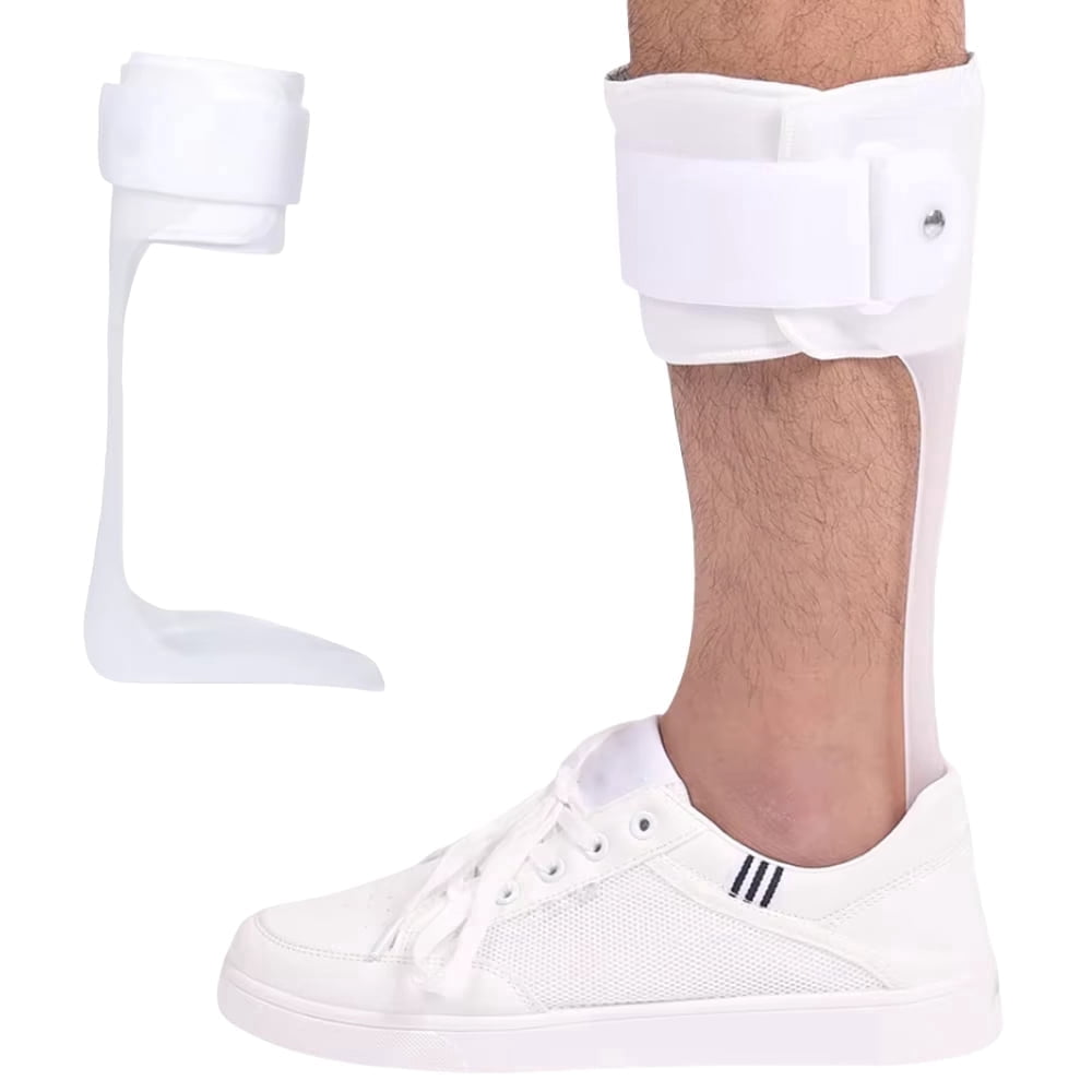 Komzer Ankle Foot Orthosis Support, Drop Foot Brace for Men and Women with Stroke, MS, Hemiplegia, AFO Brace Splint Support (White, M/L)