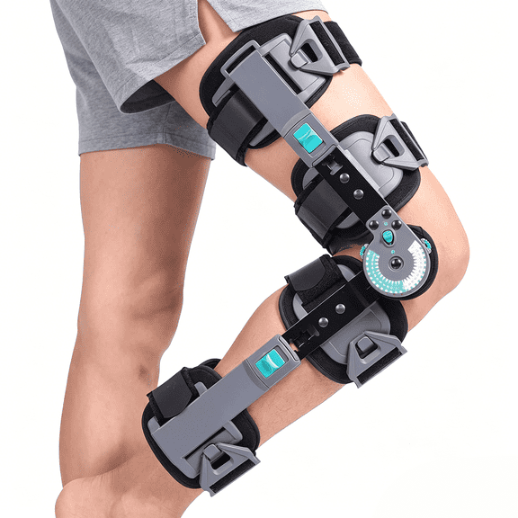Komzer Post OP Knee Brace, Hinged ROM Knee Brace Immobilizer Leg Braces Orthopedic Patella Knee Support Orthosis for ACL, PCL, MCL Injury, Meniscus Tear
