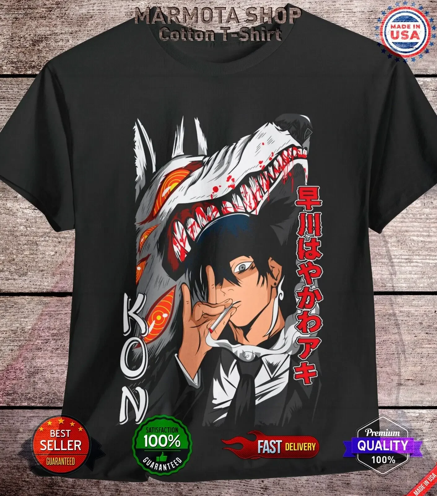 Kon Chainsaw Man Shirt Anime Tee T-Shirt Pochita Horror Manga Otaku ...