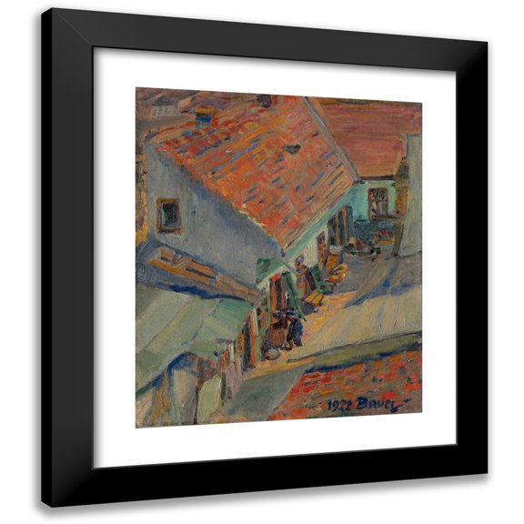 KonÅ¡tantÃn Bauer 12x14 Black Modern Framed Museum Art Print Titled - In Front of the House (1922)