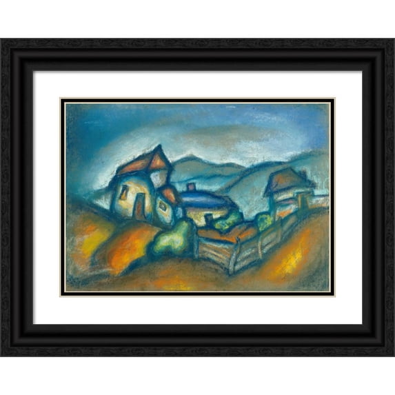 Konštantín Bauer 14x11 Black Ornate Wood Framed Double Matted Museum Art Print Titled: Chalupy (1924-1927)