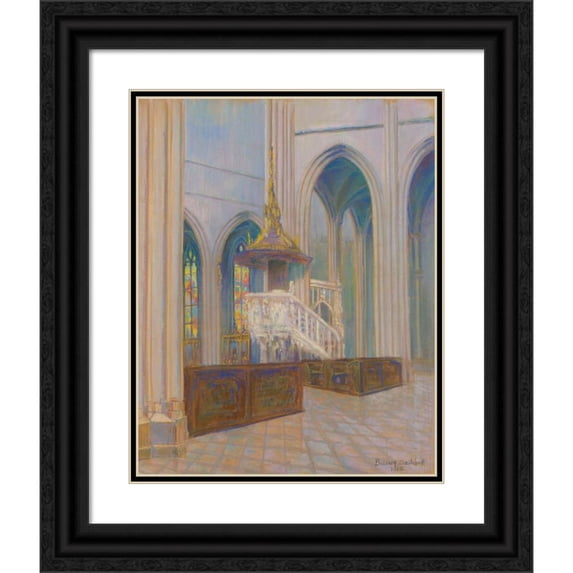 Konštantín Bauer 15x18 Black Ornate Wood Framed Double Matted Museum Art Print Titled - Cathedral (1915)