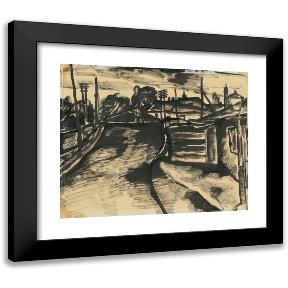 Konštantín Bauer 17x15 Black Modern Framed Museum Art Print Titled - Gorky Embankment in Kosice (1924-1927)
