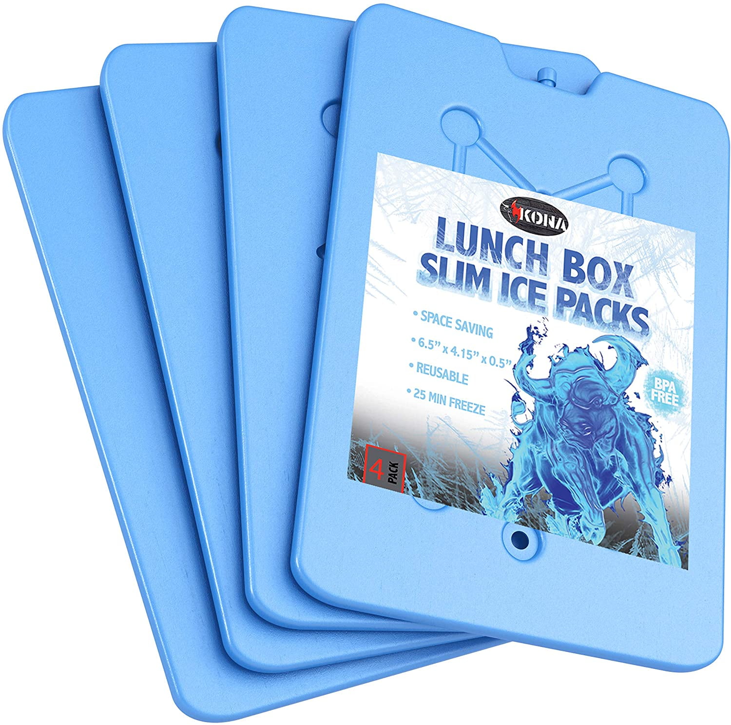 Kona BBQ Lunch Box Slim Ice Packs - Blue, Reusable Freezer Packs