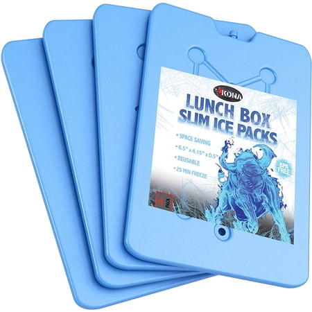 Kona BBQ Lunch Box Slim Ice Packs - Blue, Reusable Freezer Packs for Lunch Box, Cooler, & Freezer