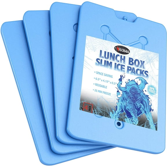 Kona BBQ Lunch Box Slim Ice Packs - Blue, Reusable Freezer Packs for Lunch Box, Cooler, & Freezer