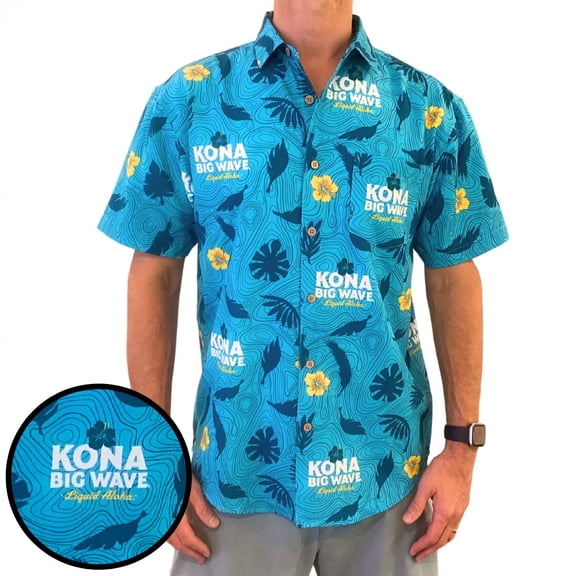 Kona Beer Big Wave Liquid Aloha Tropical Bros. Hawaiian Shirt-Large