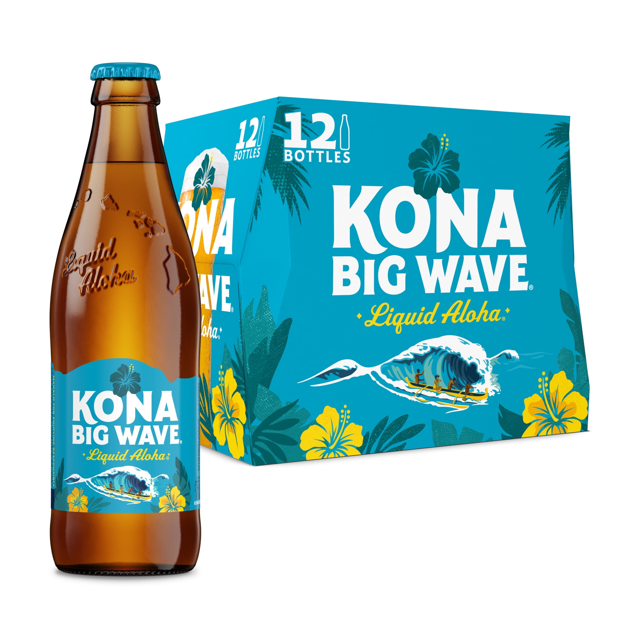 Kona Big Wave Liquid Aloha Beer 12 Pack 12 fl oz Glass Bottles 4.4% ABV