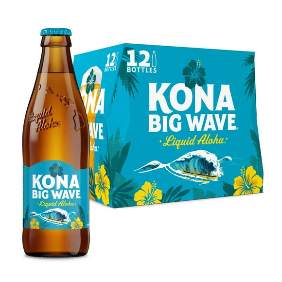 Kona Big Wave Liquid Aloha Beer 12 pack 12 fl oz Glass Bottles 4.4% ABV