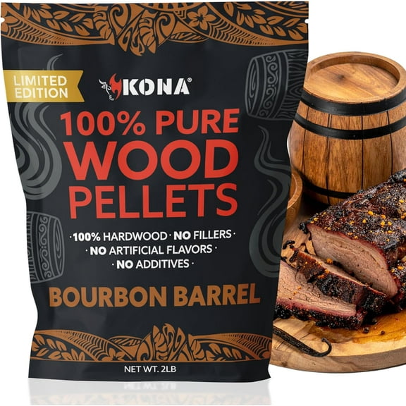 Kona Bourbon Barrel Wood Pellets Limited Edition for Ninja Woodfire Grill, Outdoor Oven & Smoker 2 lb Resealable Bag
