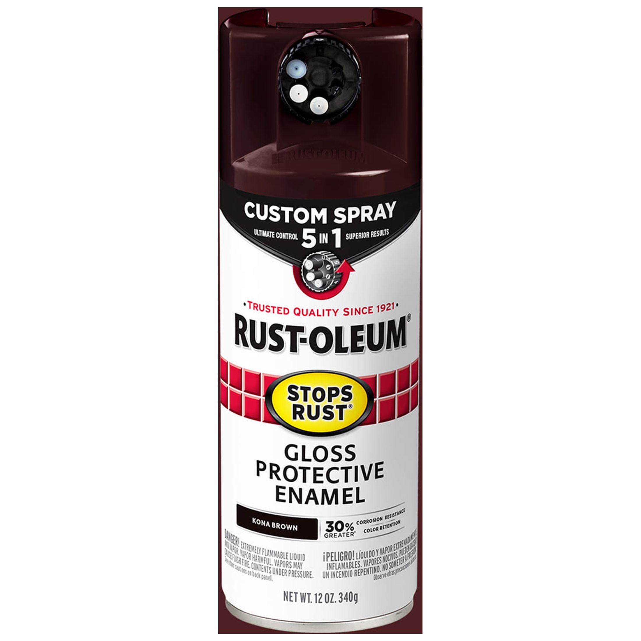 Kona Brown, RustOleum Stops Rust Custom Spray 5 in 1 Gloss Spray Paint