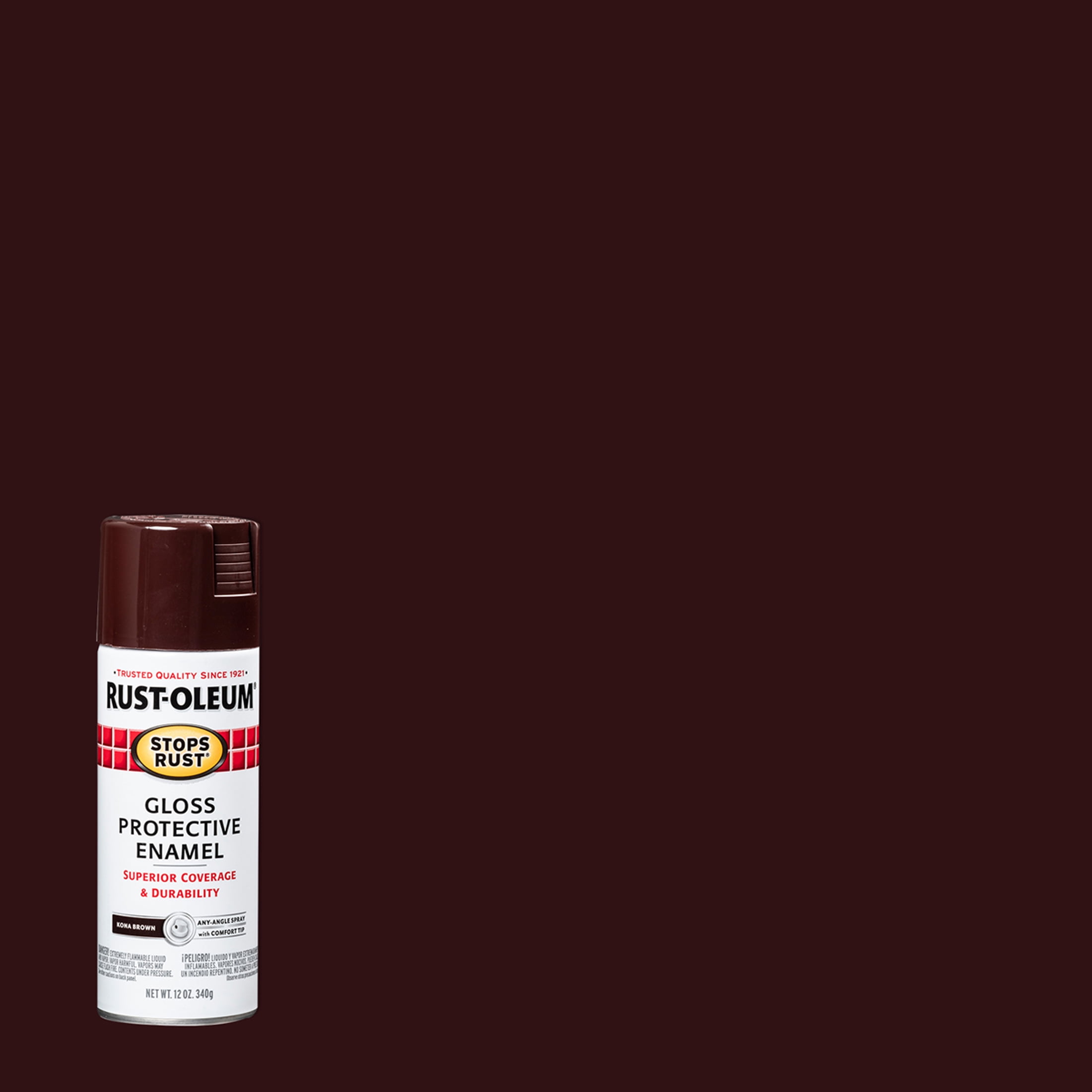 Kona Brown, RustOleum Stops Rust Gloss Protective Enamel Spray Paint267112, 12 oz, 6 Pack
