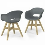 SIMPLIHOME Kona SOLID ACACIA WOOD 24 inch Wide Contemporary Outdoor Dining Chair in Plastic ( Set of 2 ) in Pebble Grey for the Dining Room