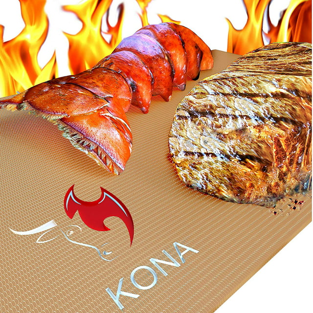 Kona Copper Grill Mats Non Stick BBQ and Oven Sheets Set of 2, 16"x13"