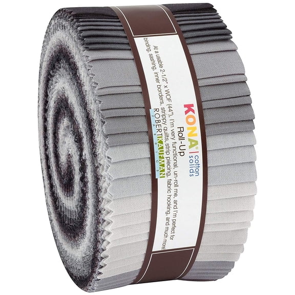 Kona Cotton Solids; Stormy Skies Roll Up; 40 2.5-inch Strips - Robert Kaufman