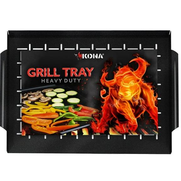 Kona Grill Tray - Heavy Duty BBQ Grilling Pan Enameled For Easier Cleaning - 16x12 x1 inch