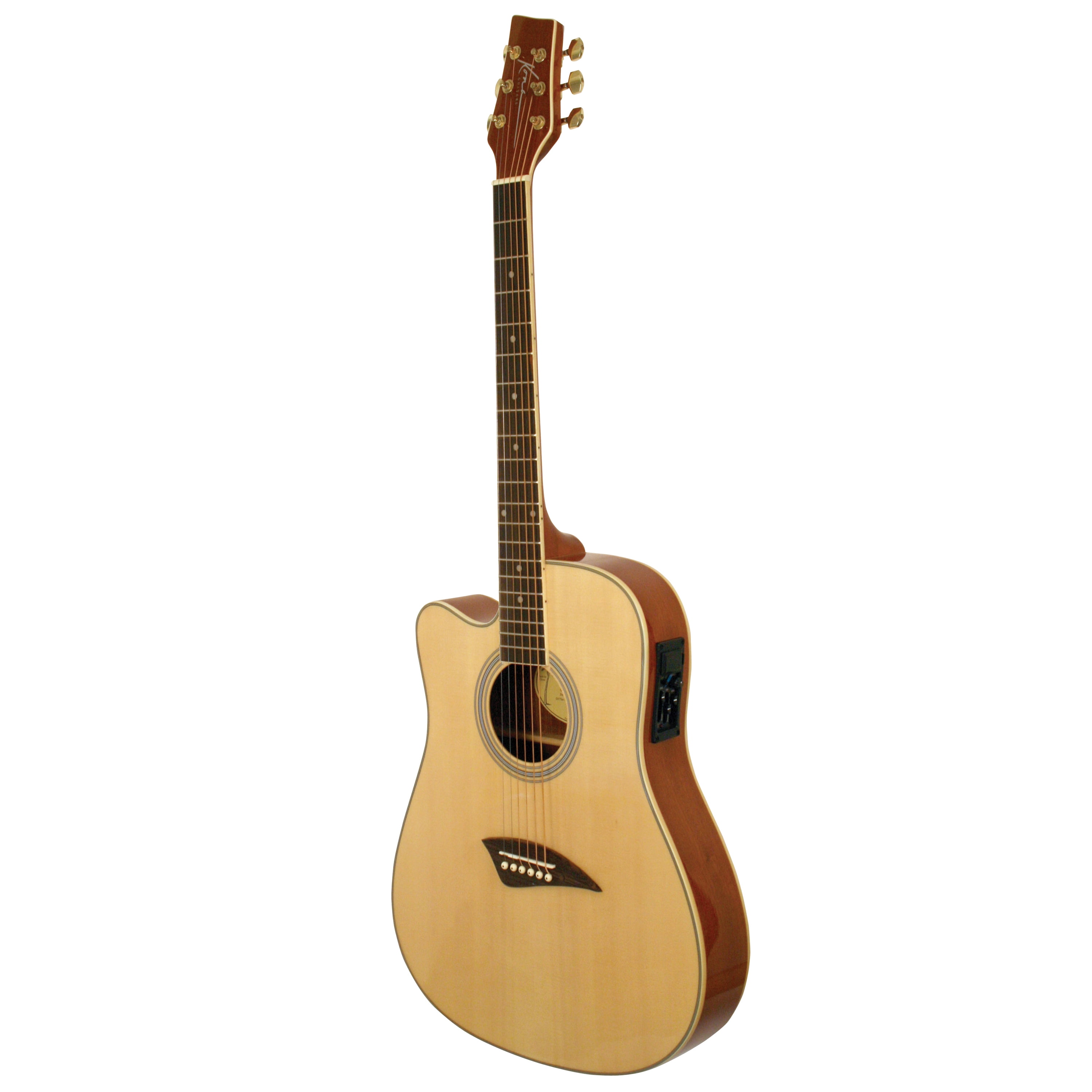 Kona Guitars K2LN Left-Handed Thin Body Acoustic-Electric Guitar with  Spruce Top in High Gloss Finish, Natural