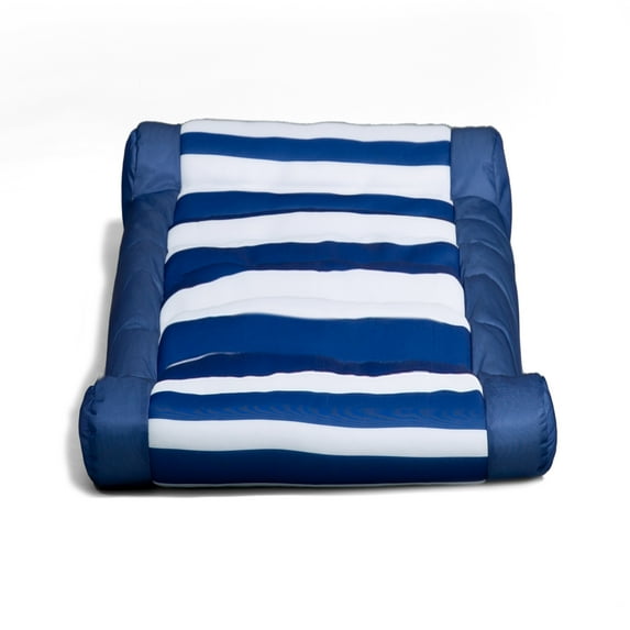 Big Joe Kona Hammock No Inflation Needed Pool Lounger with Headrest, Americana Nautical Stripe Double Sided Mesh, Quick Draining Fabric, 4 feet Big