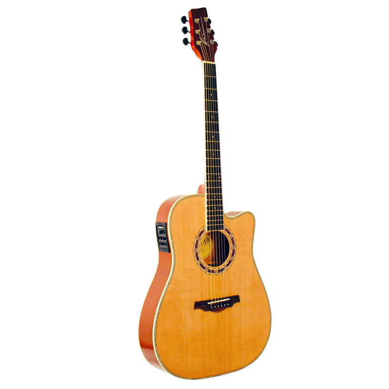 Kona KA400N Artist Series Thin Body Acoustic/Electric Guitar With Solid  Spruce Top In Natural Finish 
