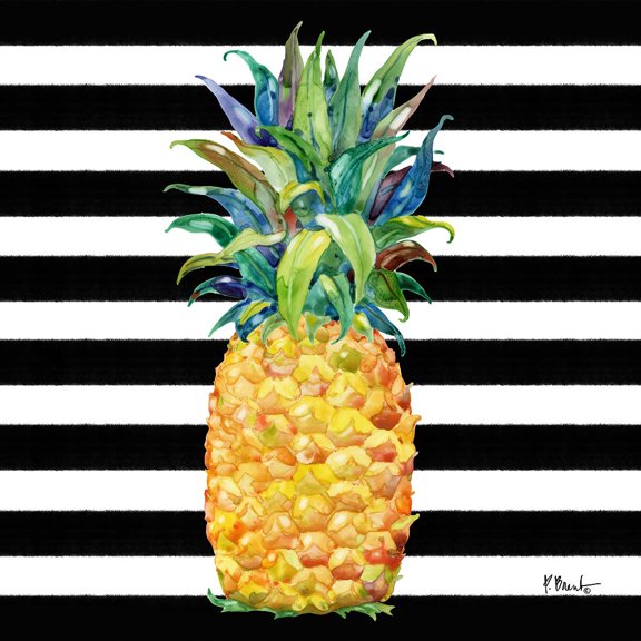 Kona Pineapple II - Black Stripe Poster Print - Paul Brent (24 x 24)