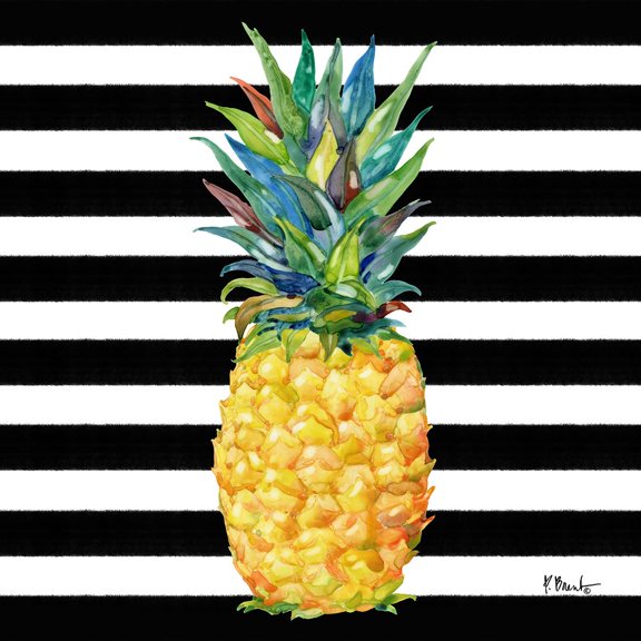 Kona Pineapple III - Black Stripe Poster Print - Paul Brent (24 x 24)