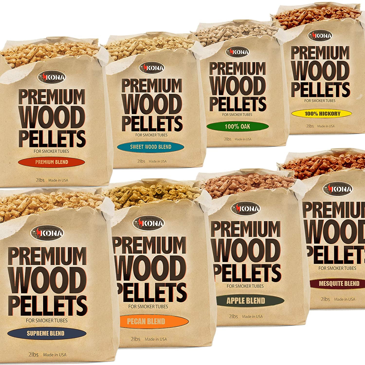 Kona Smoker Wood Grilling Pellets Variety Pack (1 Pound Bags,